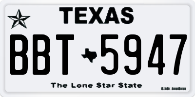 TX license plate BBT5947