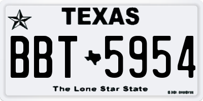 TX license plate BBT5954