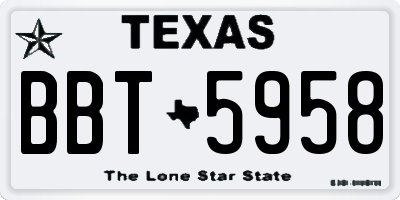 TX license plate BBT5958