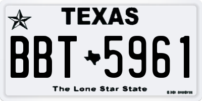 TX license plate BBT5961