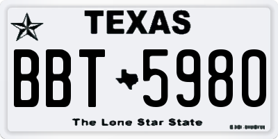 TX license plate BBT5980