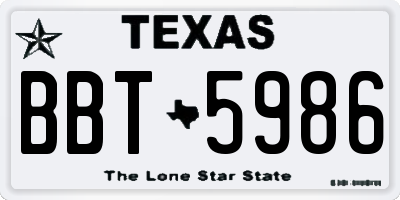 TX license plate BBT5986