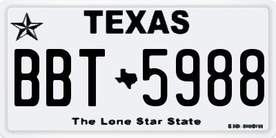 TX license plate BBT5988