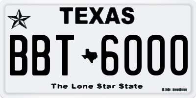 TX license plate BBT6000