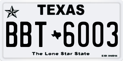 TX license plate BBT6003