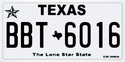 TX license plate BBT6016