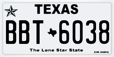 TX license plate BBT6038