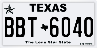 TX license plate BBT6040