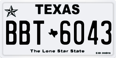 TX license plate BBT6043