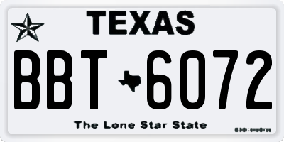 TX license plate BBT6072