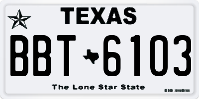 TX license plate BBT6103