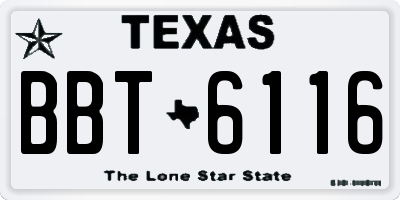 TX license plate BBT6116