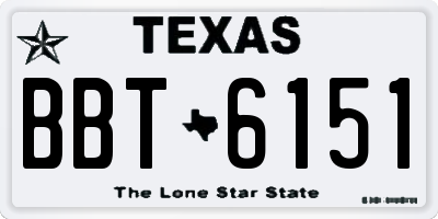 TX license plate BBT6151