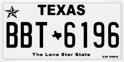 TX license plate BBT6196