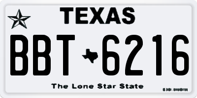 TX license plate BBT6216