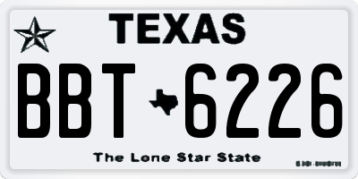 TX license plate BBT6226