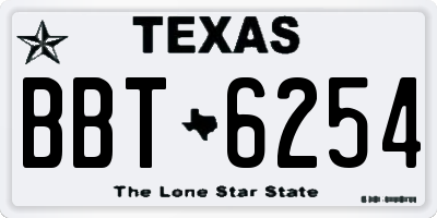 TX license plate BBT6254