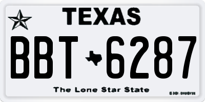 TX license plate BBT6287