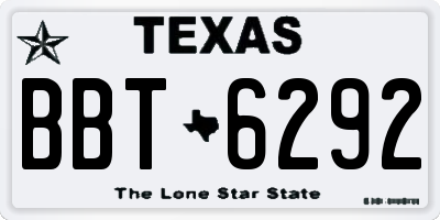 TX license plate BBT6292
