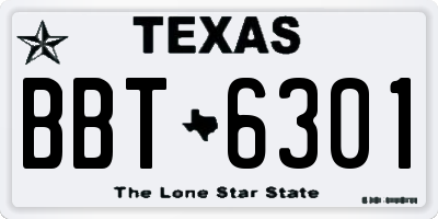 TX license plate BBT6301