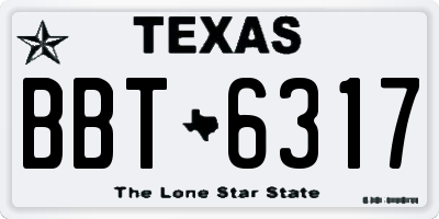 TX license plate BBT6317