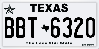 TX license plate BBT6320
