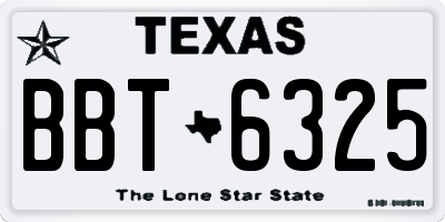 TX license plate BBT6325