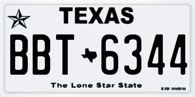 TX license plate BBT6344