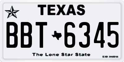 TX license plate BBT6345