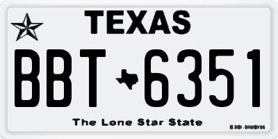 TX license plate BBT6351