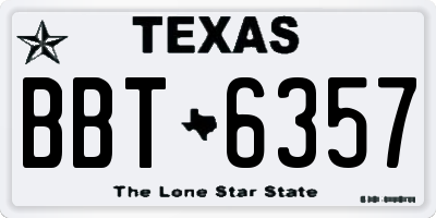 TX license plate BBT6357