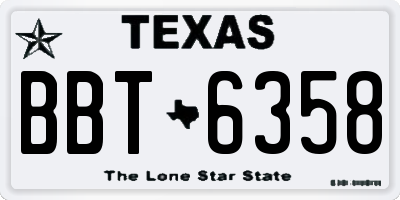 TX license plate BBT6358