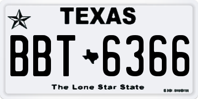 TX license plate BBT6366