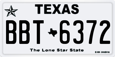 TX license plate BBT6372