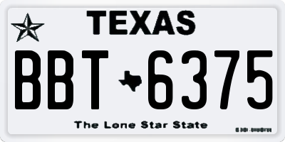 TX license plate BBT6375