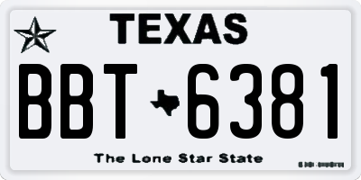 TX license plate BBT6381