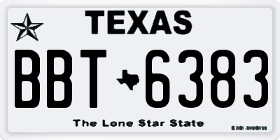 TX license plate BBT6383