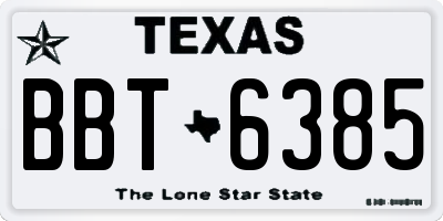 TX license plate BBT6385