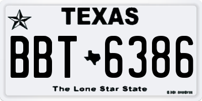 TX license plate BBT6386