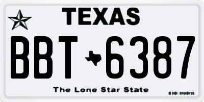 TX license plate BBT6387