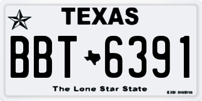 TX license plate BBT6391
