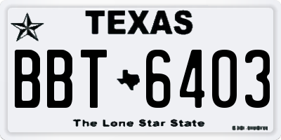 TX license plate BBT6403