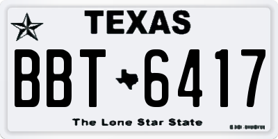 TX license plate BBT6417