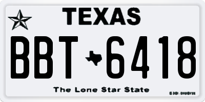 TX license plate BBT6418