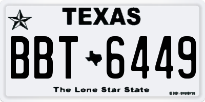 TX license plate BBT6449