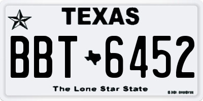 TX license plate BBT6452