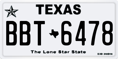 TX license plate BBT6478