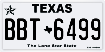TX license plate BBT6499