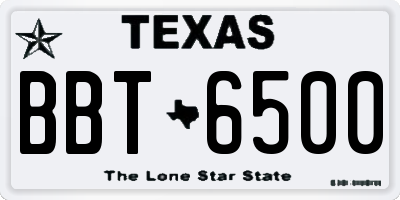 TX license plate BBT6500