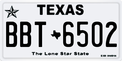 TX license plate BBT6502